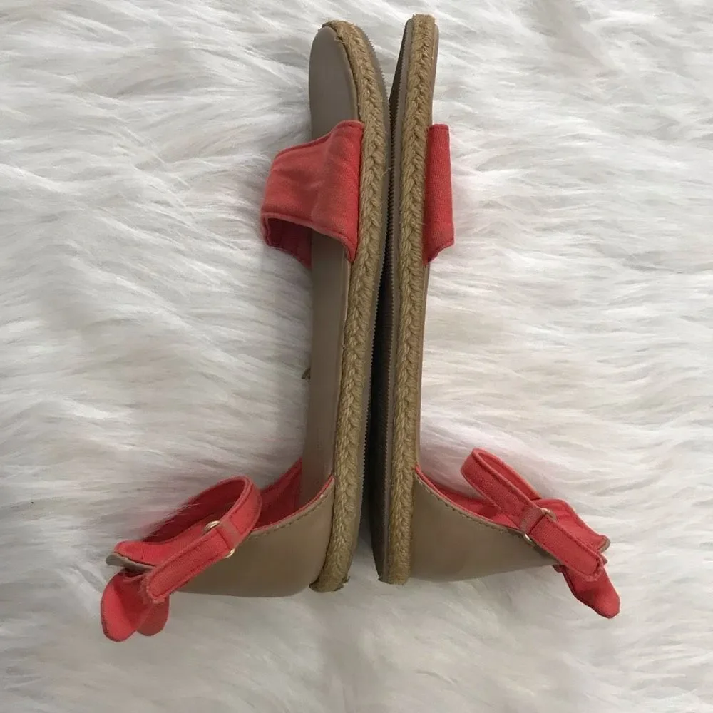 Girls Sandals Size 4 coral pink red open toe‎ dress shoes summer